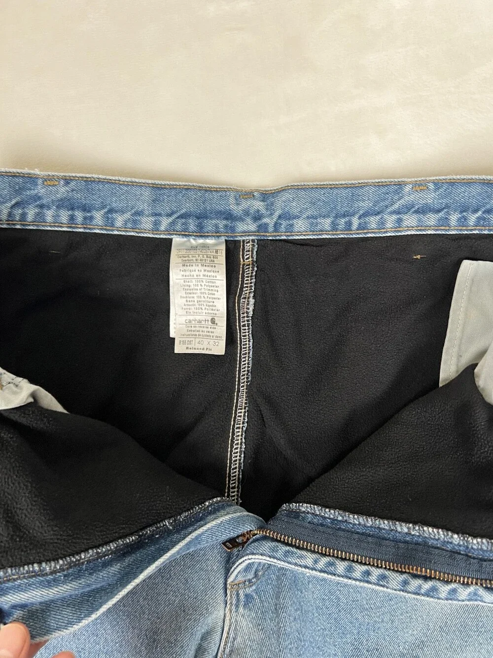 Vintage Carhartt Insulated Lined Denim Jeans Men's Size 40x32 Blue Medium Wash